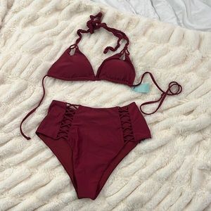Full Tilt Tilly’s Swimwear in Burgundy